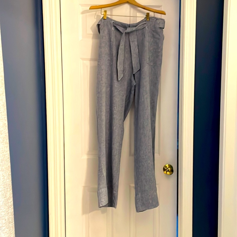 Linen Blend Wide Leg Trouser